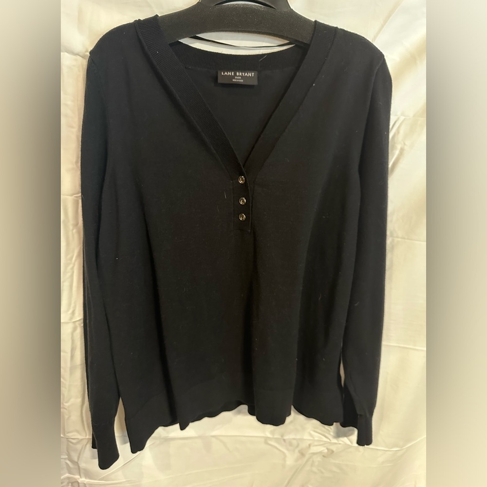 Lane Bryant - Black "Henley style" sweater